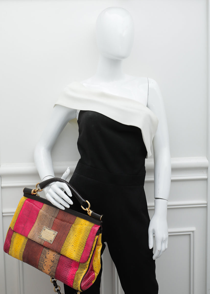 Dolce & Gabbana Multicolor Snakeskin Miss Sicily Patchwork Tote Bag