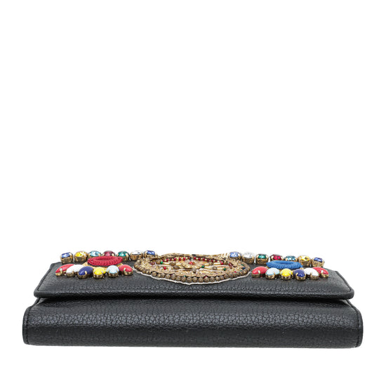 Dolce & Gabbana Black Multicolor Sicily Von Smartphone Embellished Bag