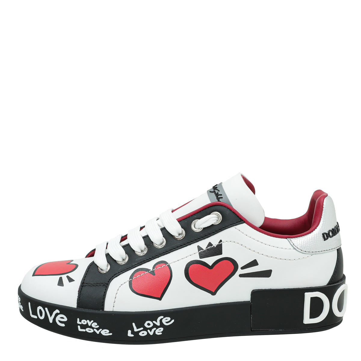 Dolce & Gabbana Multicolor Portofino Heart Print Low Top Sneakers 36.5