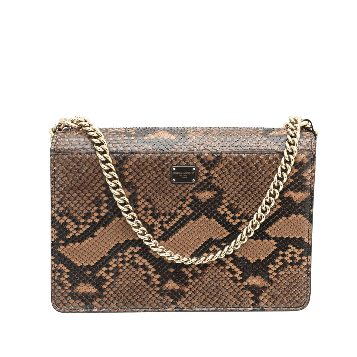 Dolce & Gabbana Tricolor Python Lizard Rosalia Flap Chain Bag-Dolce & Gabbana-THE CLOSET