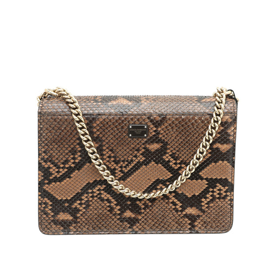 Dolce & Gabbana Tricolor Python Lizard Rosalia Flap Chain Bag