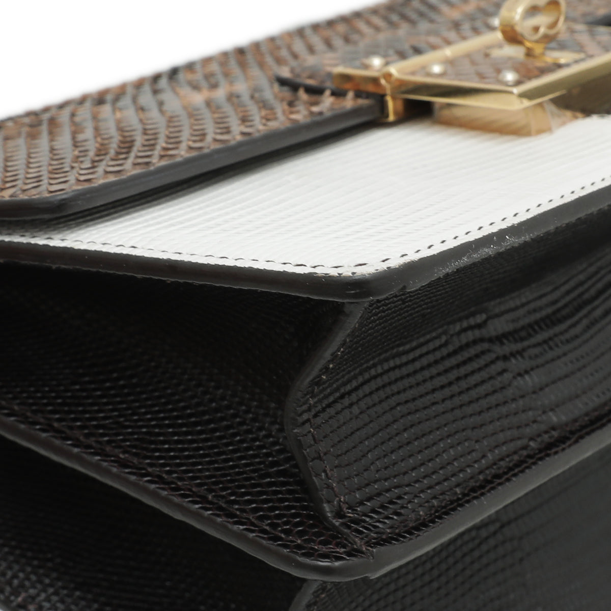 Dolce & Gabbana Tricolor Python Lizard Rosalia Flap Chain Bag-Dolce & Gabbana-THE CLOSET