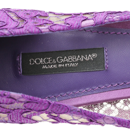 Dolce & Gabbana Violet Taormina Lace Pumps 36.5