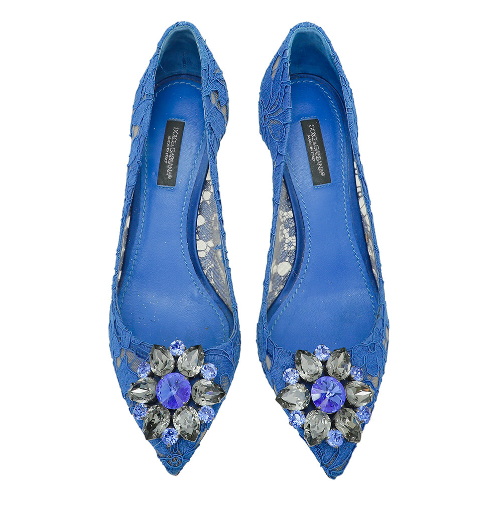 Dolce & Gabbana Blue Bellucci Crystal Lace Pumps 36.5-Dolce & Gabbana-THE CLOSET