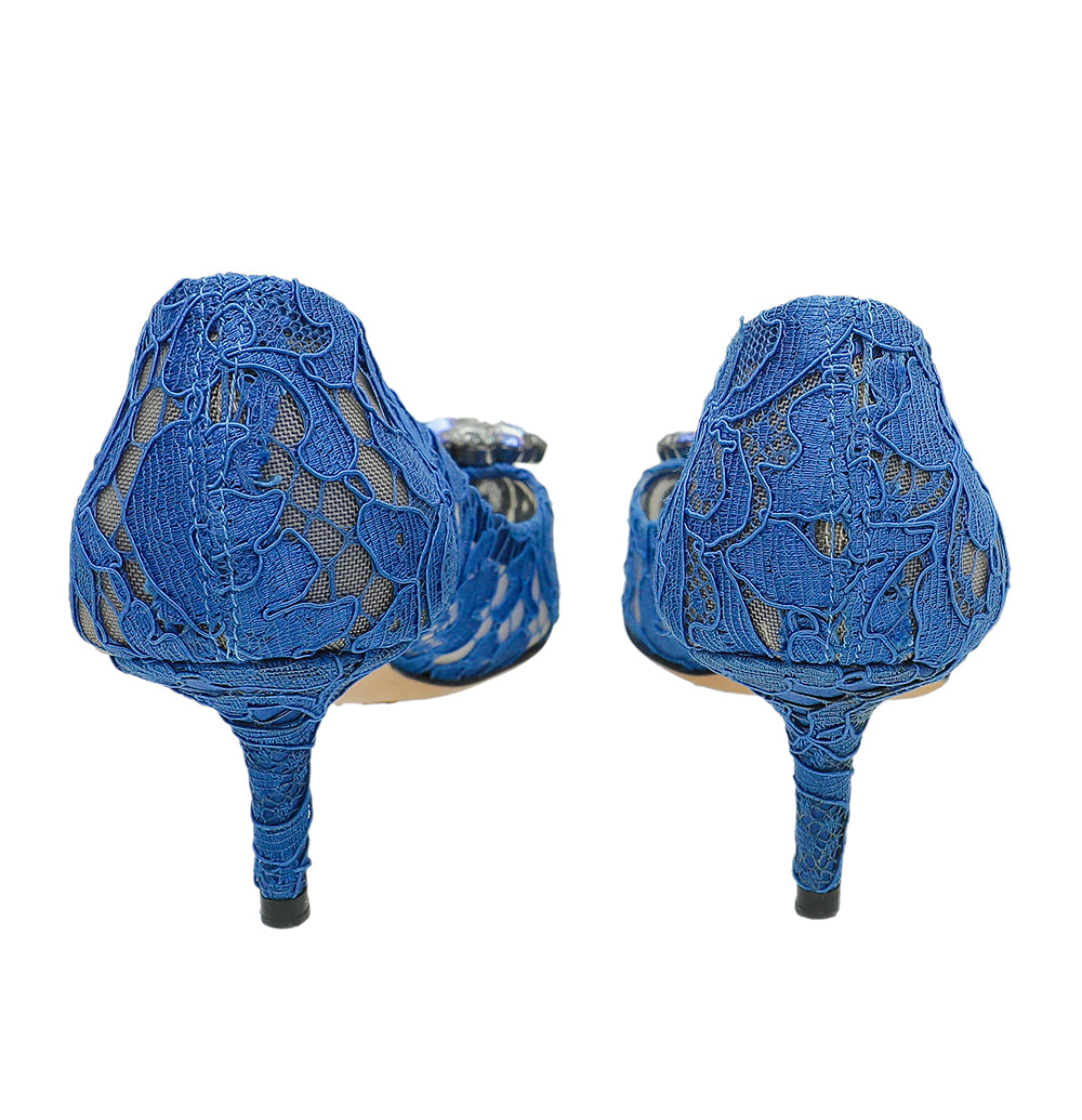 Dolce & Gabbana Blue Bellucci Crystal Lace Pumps 36.5-Dolce & Gabbana-THE CLOSET