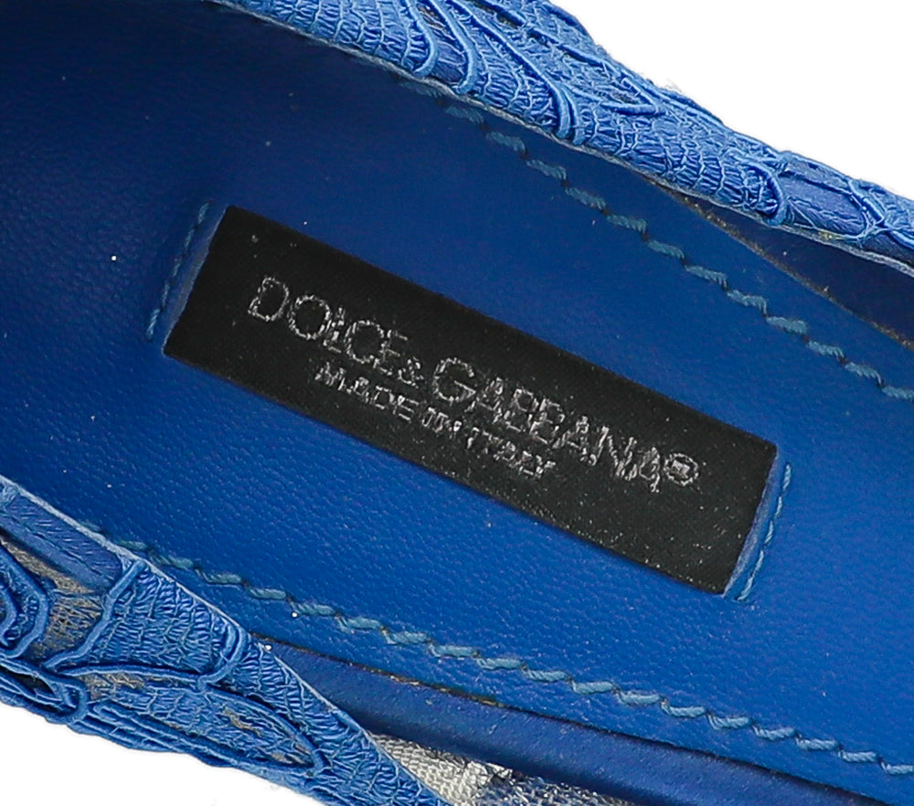 Dolce & Gabbana Blue Bellucci Crystal Lace Pumps 36.5-Dolce & Gabbana-THE CLOSET