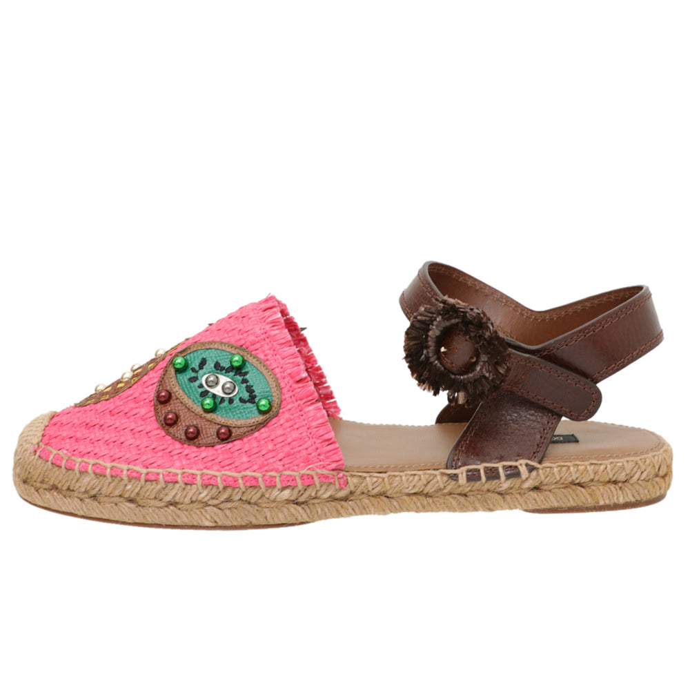Dolce & Gabbana Bicolor Pineapple Kiwi Patch Ankle Strap 40-Dolce & Gabbana-THE CLOSET