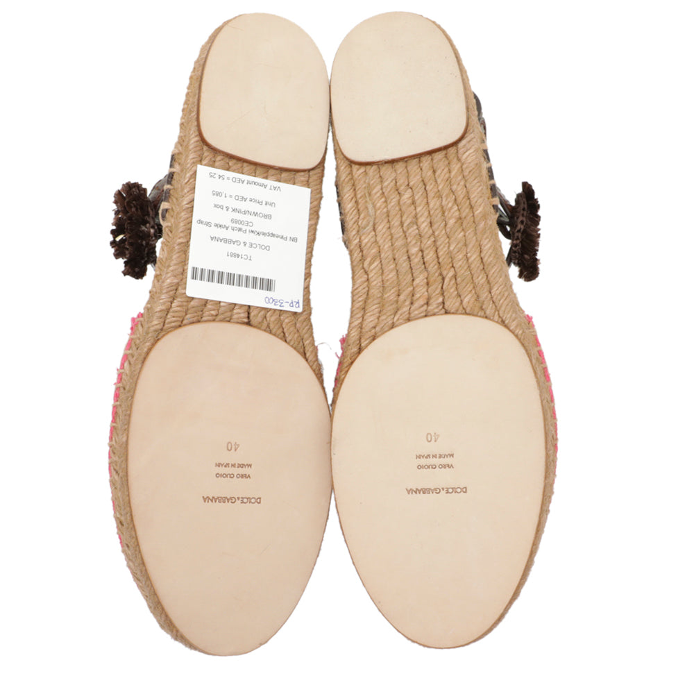 Dolce & Gabbana Bicolor Pineapple Kiwi Patch Ankle Strap 40-Dolce & Gabbana-THE CLOSET