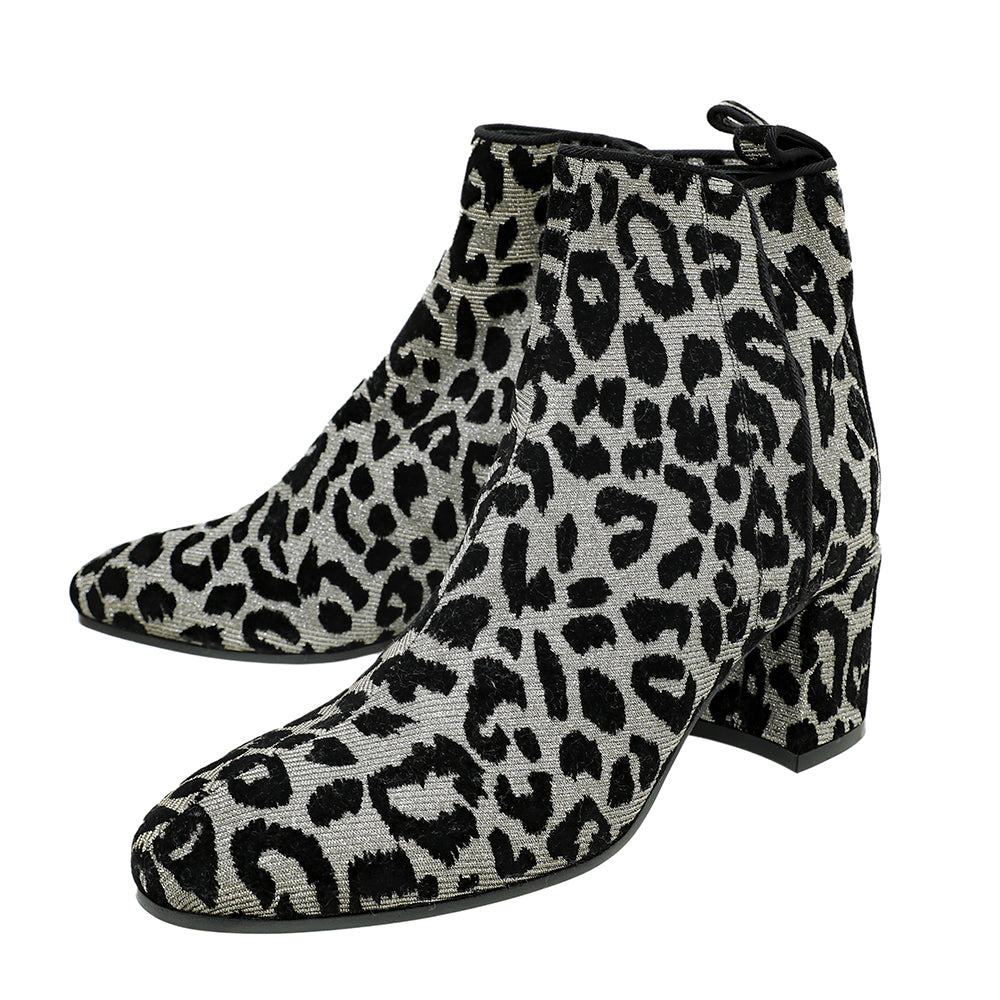 Dolce & Gabbana Bicolor Valley Leopard Velvet Lurex Ankle Boots 38.5-Dolce & Gabbana-THE CLOSET