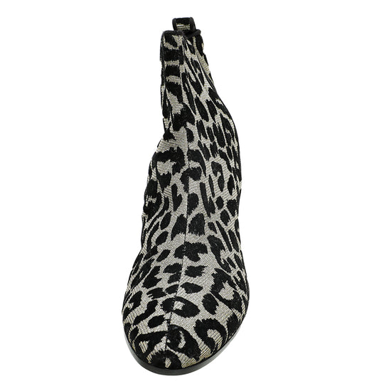 Dolce & Gabbana Bicolor Valley Leopard Velvet Lurex Ankle Boots 38.5