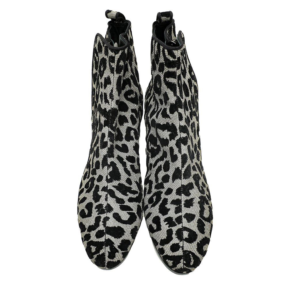 Dolce & Gabbana Bicolor Valley Leopard Velvet Lurex Ankle Boots 38.5-Dolce & Gabbana-THE CLOSET