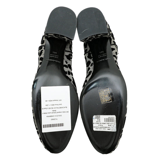 Dolce & Gabbana Bicolor Valley Leopard Velvet Lurex Ankle Boots 38.5