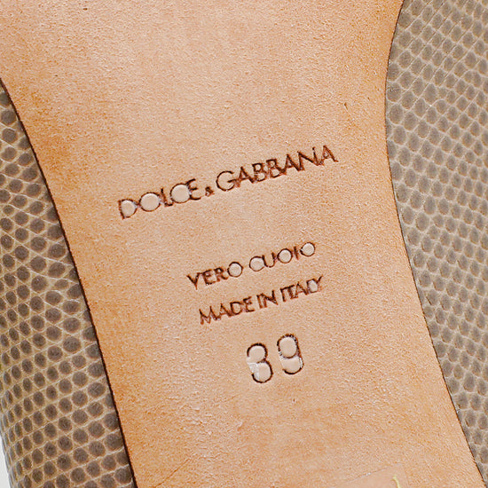 Dolce & Gabbana Etoupe Iguana Print Crystal Bellucci Pumps 39