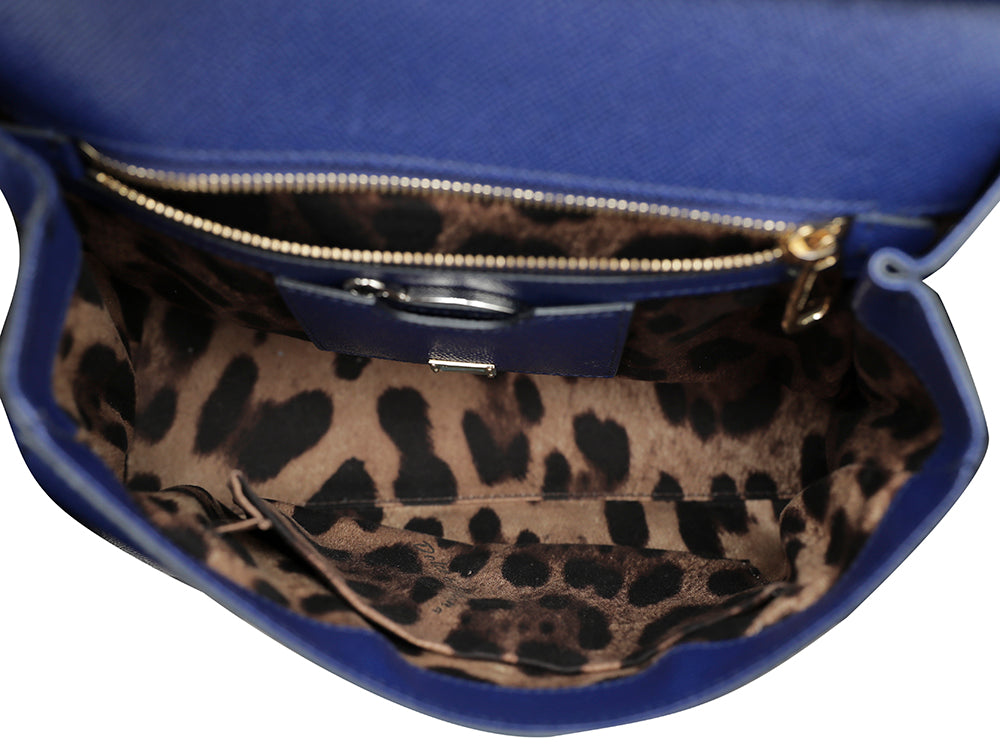 Dolce & Gabbana Blue Dauphine Sicily Medium Bag-Dolce & Gabbana-THE CLOSET
