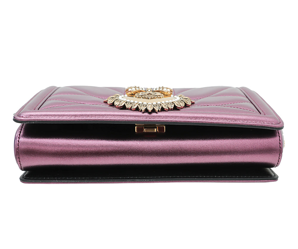 Dolce & Gabbana Violet Metallic Devotion Flap Chain Bag-Christian Louboutin-THE CLOSET