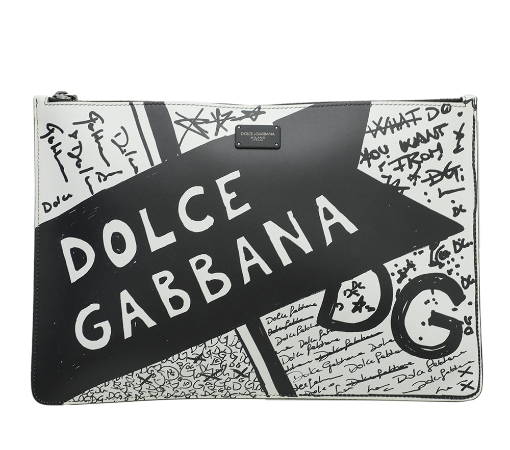 Dolce & Gabbana Bicolor Graffiti Print Zip Pouch-Christian Dior-THE CLOSET