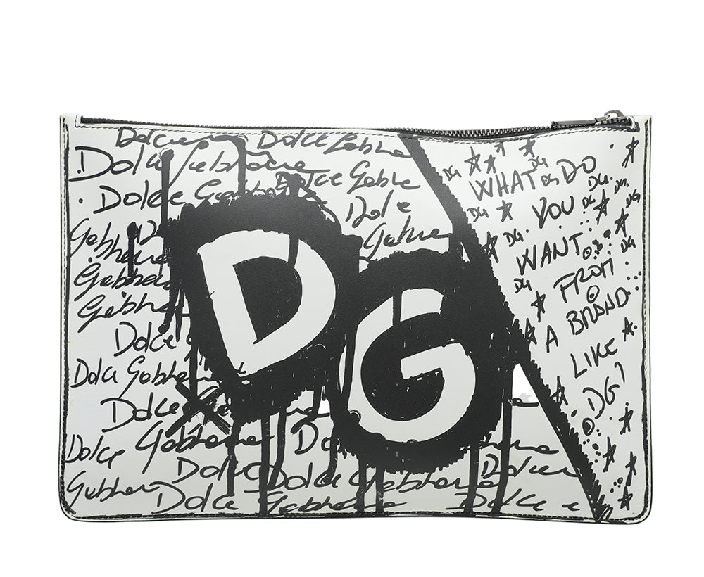 Dolce & Gabbana Bicolor Graffiti Print Zip Pouch-Christian Dior-THE CLOSET