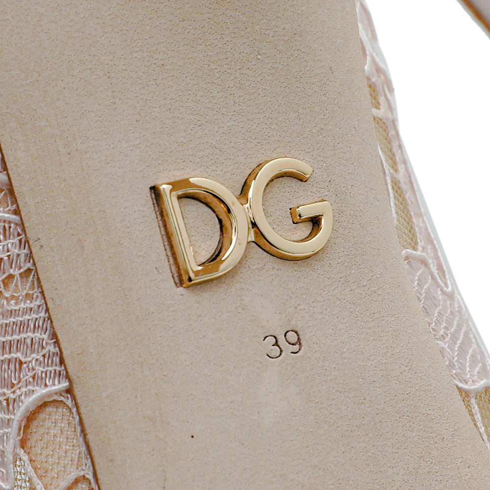 Dolce & Gabbana Light Pink Lace Crystal Buckle Pumps 39-Christian Louboutin-THE CLOSET