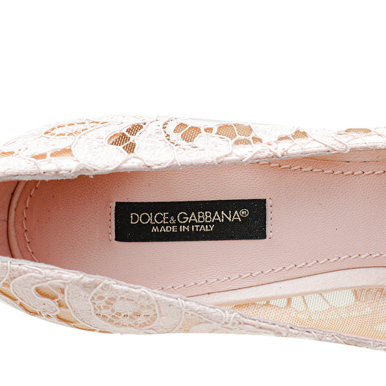 Dolce & Gabbana Light Pink Lace Crystal Buckle Pumps 39