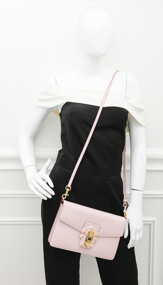Dolce & Gabbana Pink Lizard Embossed Lucia Crossbody Bag – THE CLOSET