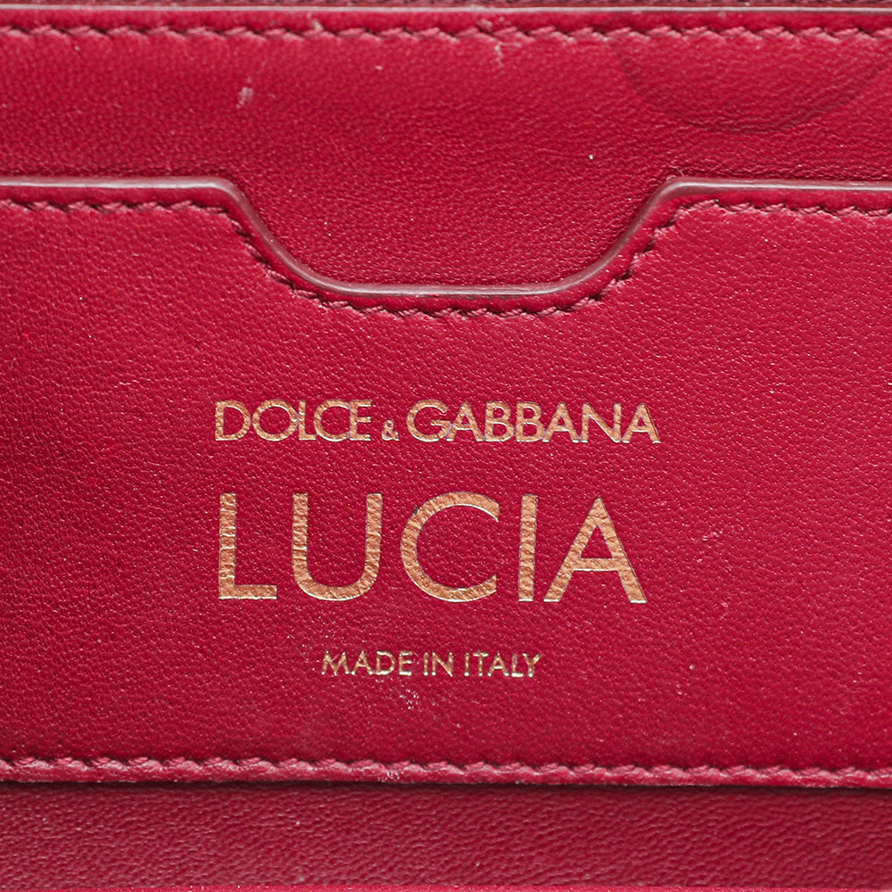 Dolce & Gabbana Pink Lizard Embossed Lucia Crossbody Bag