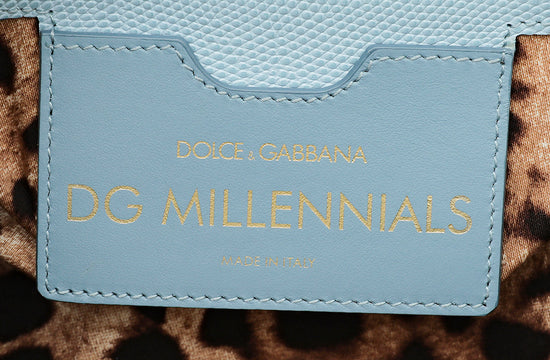 Dolce & Gabbana Sky Blue Lizard Millennials Chain Flap Bag