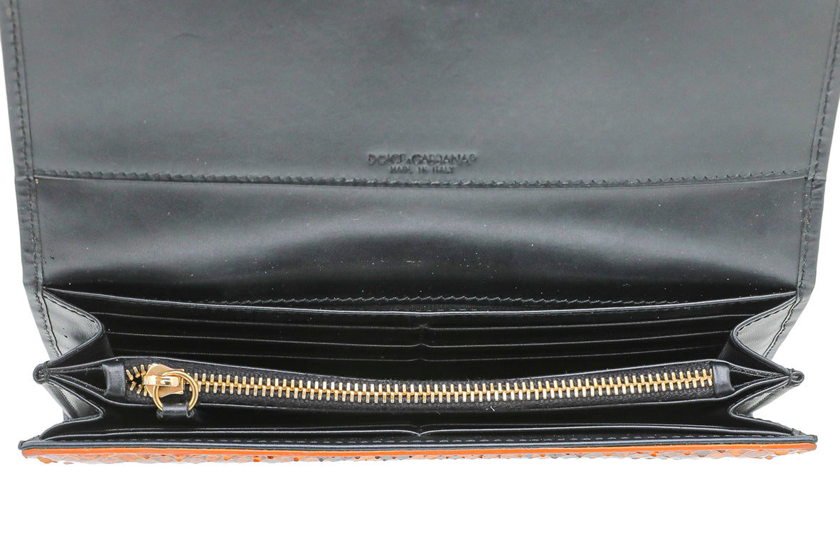 Dolce & Gabbana Orange Python Continental Flap Wallet