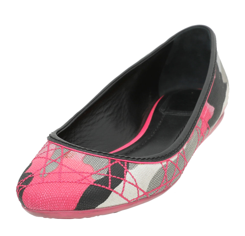 Christian Dior Hot Pink Multicolor Anselm Reyle Camouflage Ballet Flats 37-Christian Dior-THE CLOSET