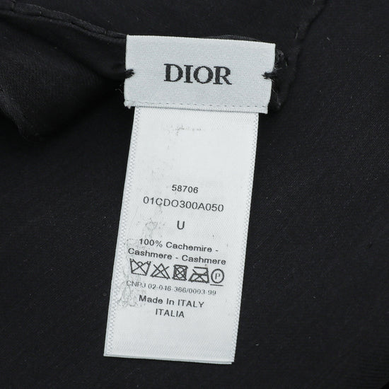 Christian Dior Black Micro Cannage Cashmere Scarf