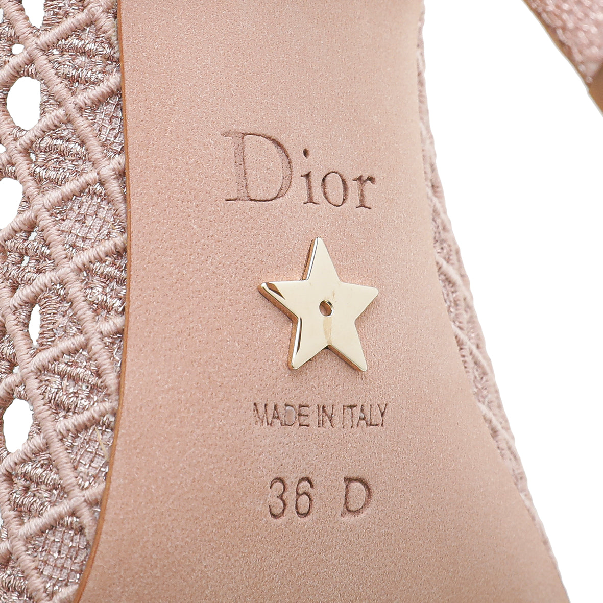 Christian Dior Rose Des Vents Capture Metallic Mesh Cannage Pumps 36