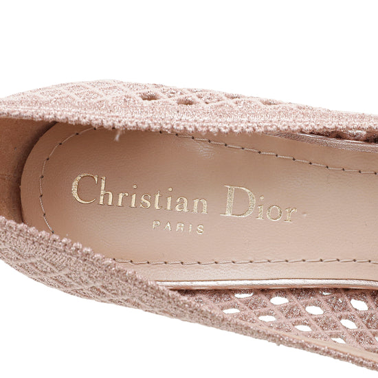 Christian Dior Rose Des Vents Capture Metallic Mesh Cannage Pumps 36