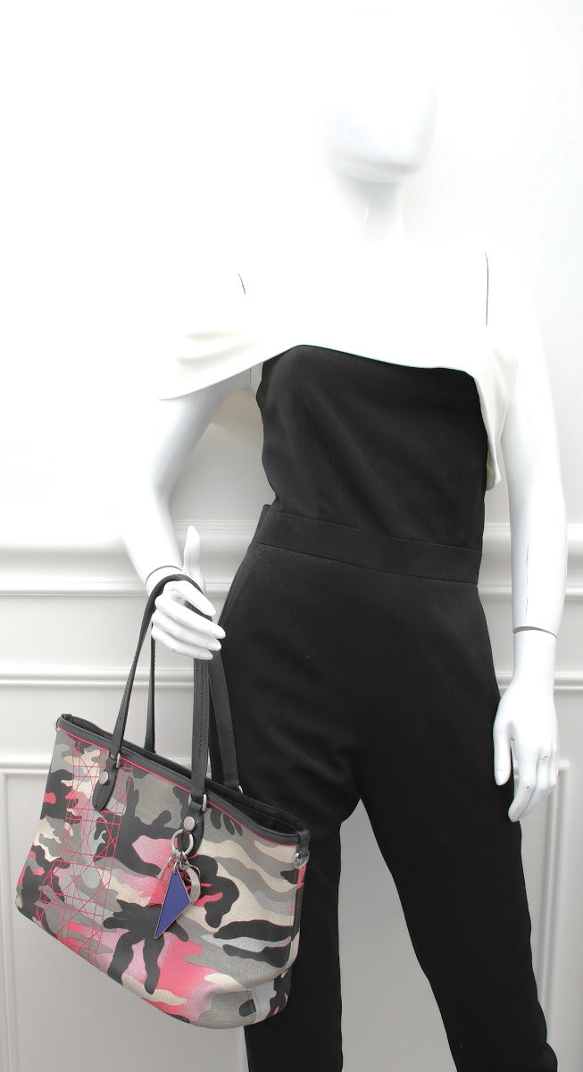 Christian Dior Pink Multicolor Camouflage Anselm Reyle Tote Bag-Christian Dior-THE CLOSET