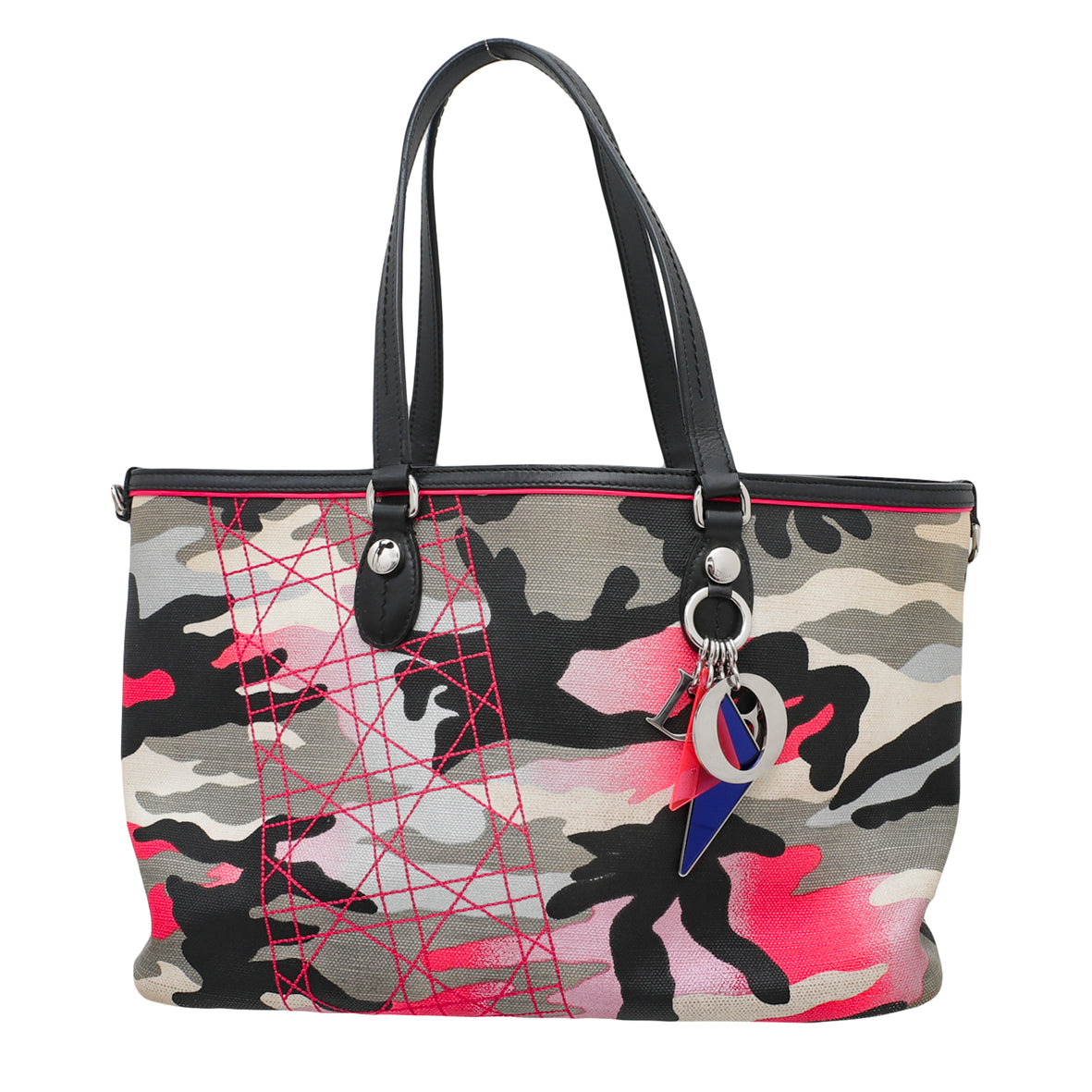 Christian Dior Pink Multicolor Camouflage Anselm Reyle Tote Bag