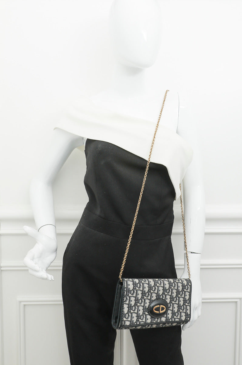 Christian Dior Blue CD Oblique Wallet On Chain-Christian Dior-THE CLOSET