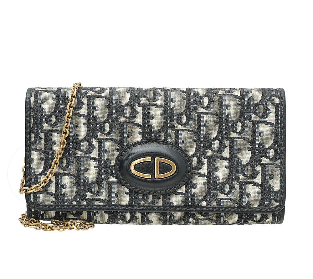 Christian Dior Blue CD Oblique Wallet On Chain-Christian Dior-THE CLOSET