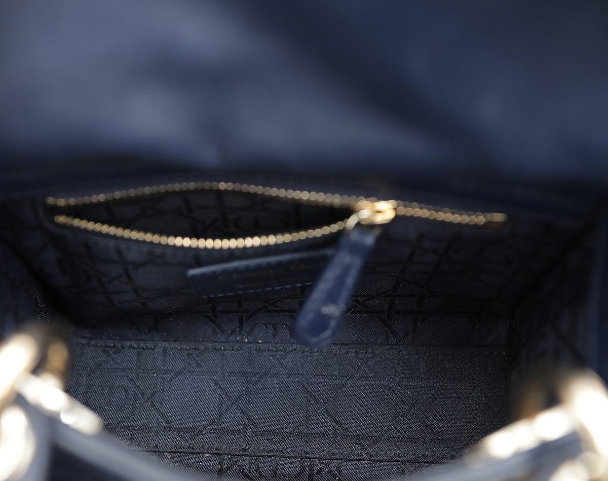 Christian Dior Blue Chain Mini Lady Dior Bag-Christian Dior-THE CLOSET