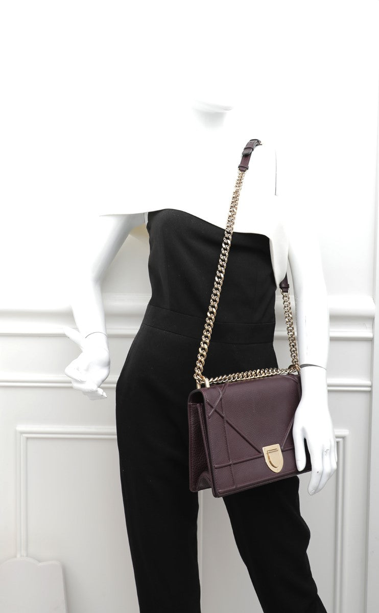 Christian Dior Burgundy Diorama Medium Bag