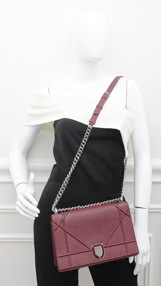 Christian Dior Burgundy Diorama Medium Flap Bag-Christian Dior-THE CLOSET