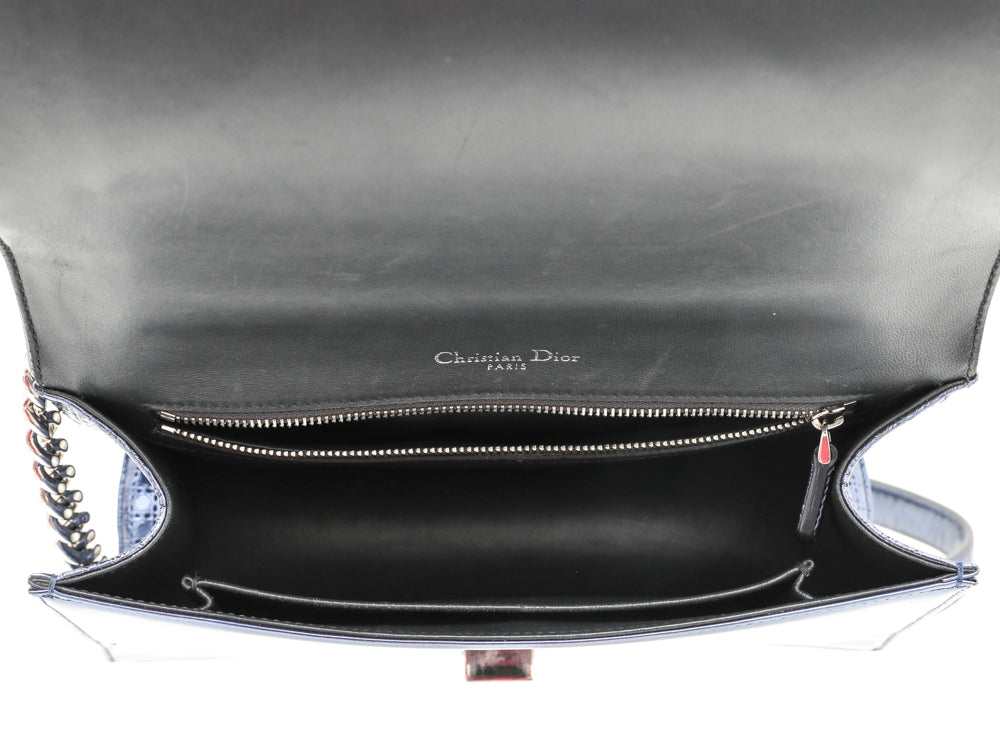 Christian Dior Metallic Blue Diorama Micro Cannage Flap Bag-Christian Dior-THE CLOSET
