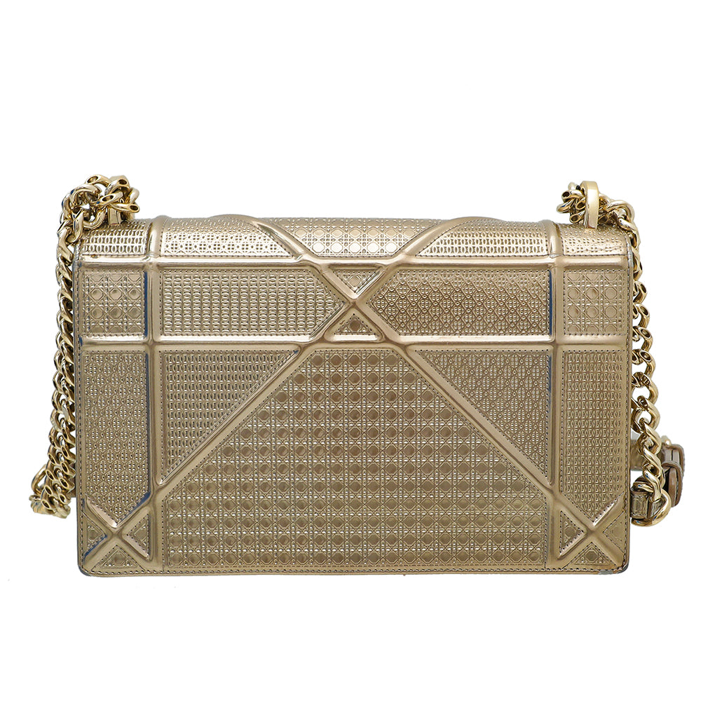 Christian Dior Gold Diorama Micro Cannage Flap Medium Bag-Christian Dior-THE CLOSET