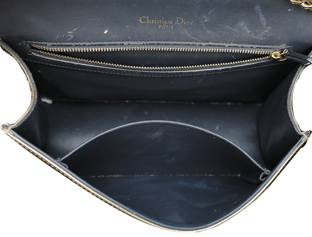 Christian Dior Gold Diorama Micro Cannage Flap Medium Bag