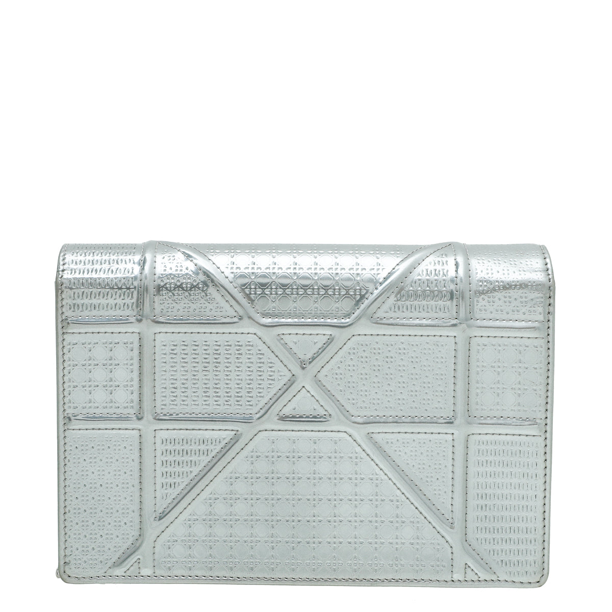Christian Dior Silver Diorama Micro Cannage Wallet On Chain-Christian Dior-THE CLOSET
