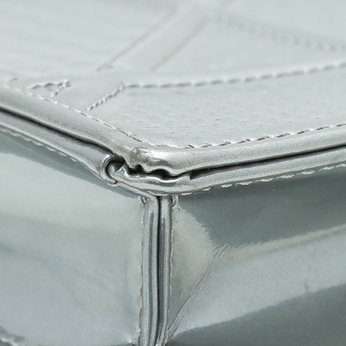 Christian Dior Silver Diorama Micro Cannage Wallet On Chain-Christian Dior-THE CLOSET