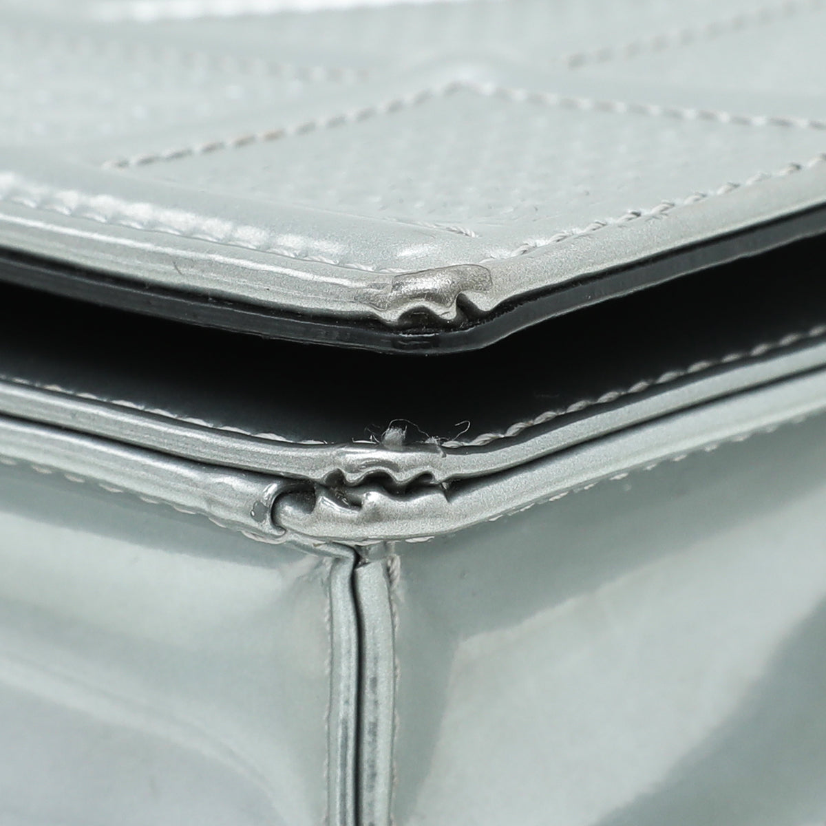 Christian Dior Silver Diorama Micro Cannage Wallet On Chain-Christian Dior-THE CLOSET