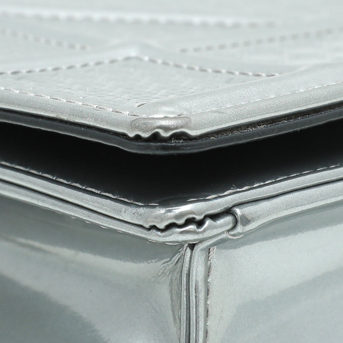 Christian Dior Silver Diorama Micro Cannage Wallet On Chain-Christian Dior-THE CLOSET