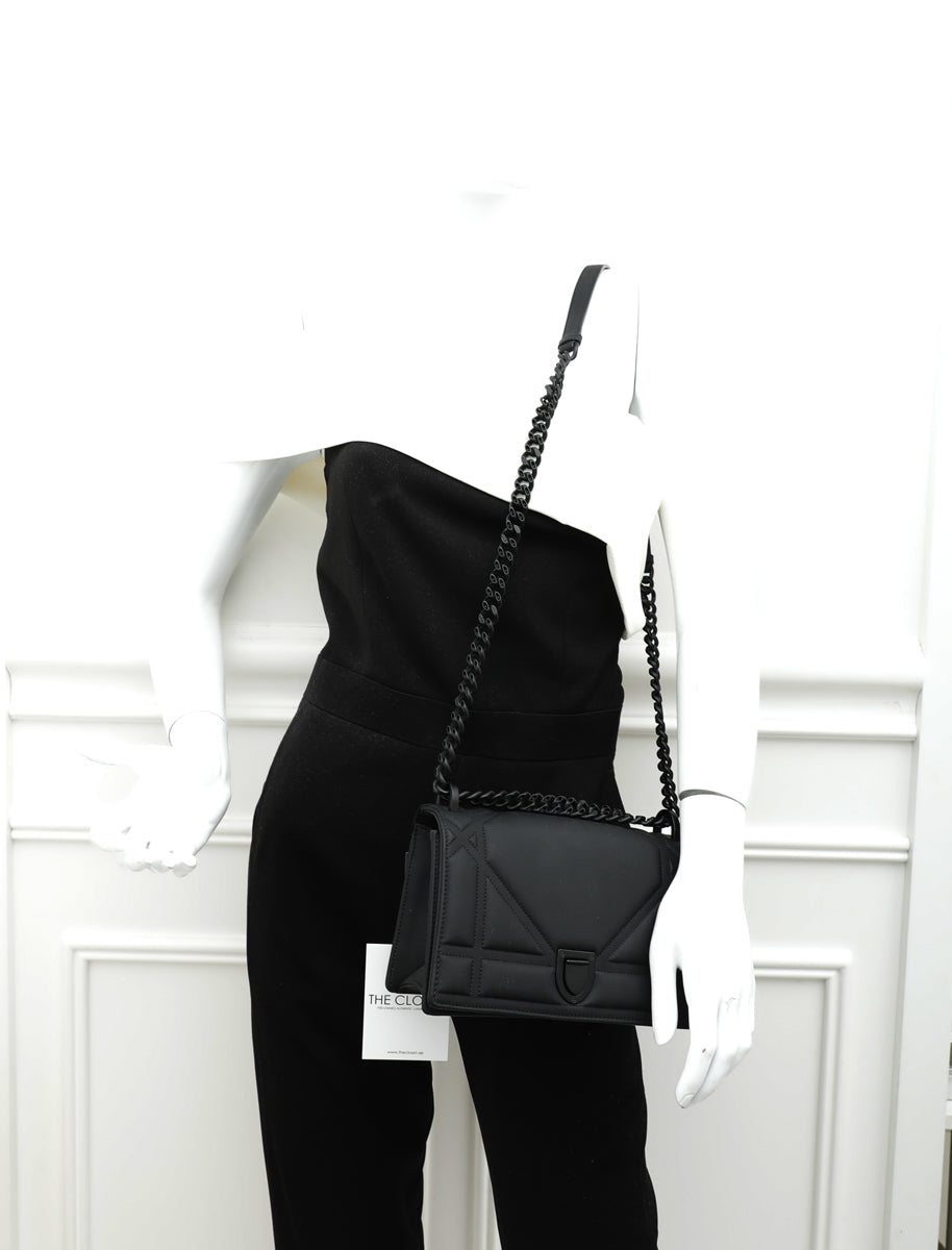CHRISTIAN DIOR black leather DIORAMA SMALL Shoulder Bag For Sale at 1stDibs