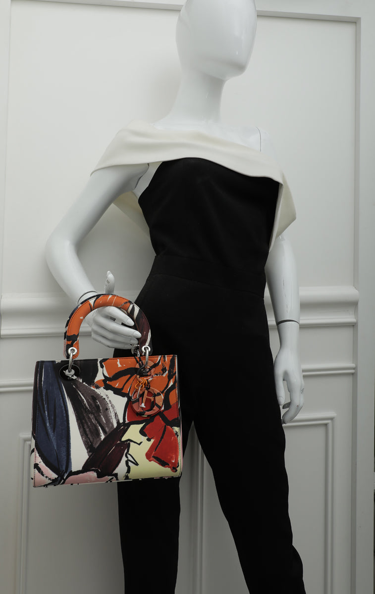 Christian Dior Multicolor Floral Graffiti Lady Dior By Raf Simons Bag-Christian Dior-THE CLOSET