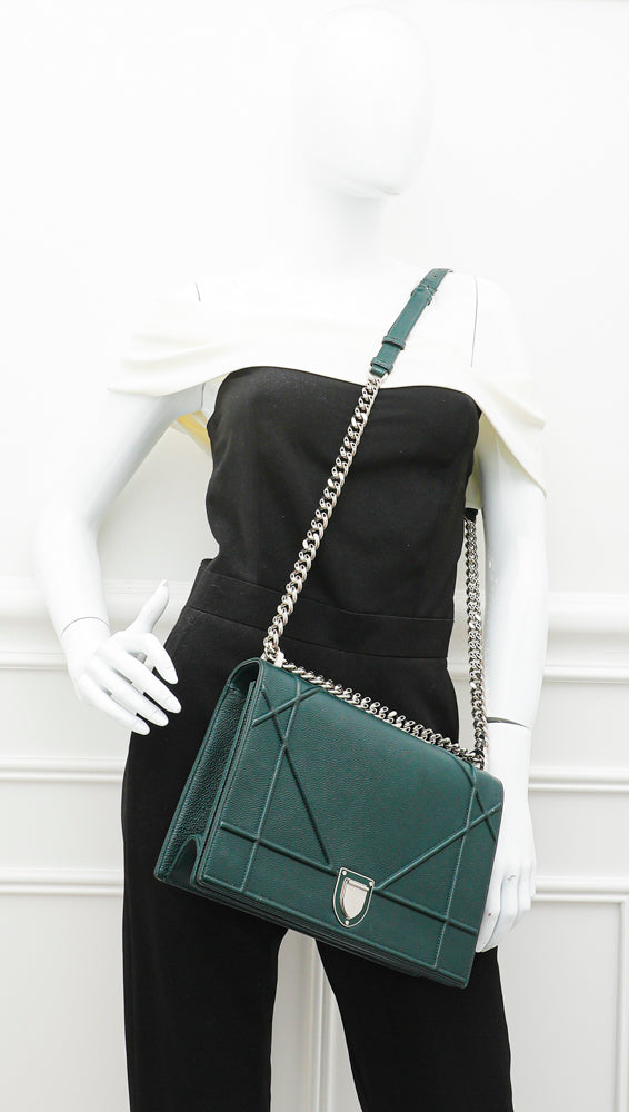 Dior Green Leather Large Diorama Shoulder Bag Dior