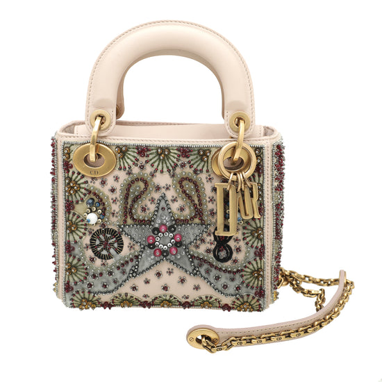 Christian Dior Nude Lady Dior Embroidered and Beaded Mini Bag