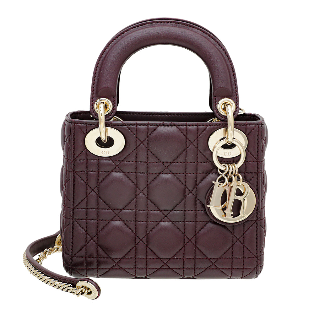 Christian Dior Burgundy Lady Dior Mini Chain Bag-Christian Dior-THE CLOSET